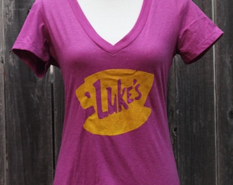 Lukes Vneck doppelseitiges Damenshirt