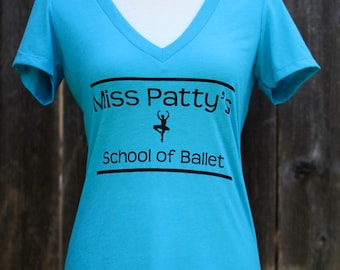 Miss Patty&#39;s School of Ballet Women&#39;s Vneck Screenprinted Shirt