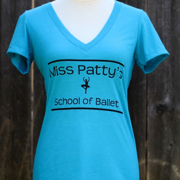 Miss Patty's School of Ballet Women's Vneck Screenprinted Shirt
