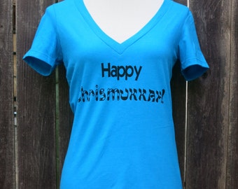 Happy Chrismukkah Women's Vneck Screenprinted Shirt