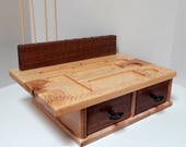 Ready to Ship Fly Tying Board, Fly Tying Table, Fly Tying Station with Two Drawers, Handcrafted of Hickory, Black Walnut and Maple