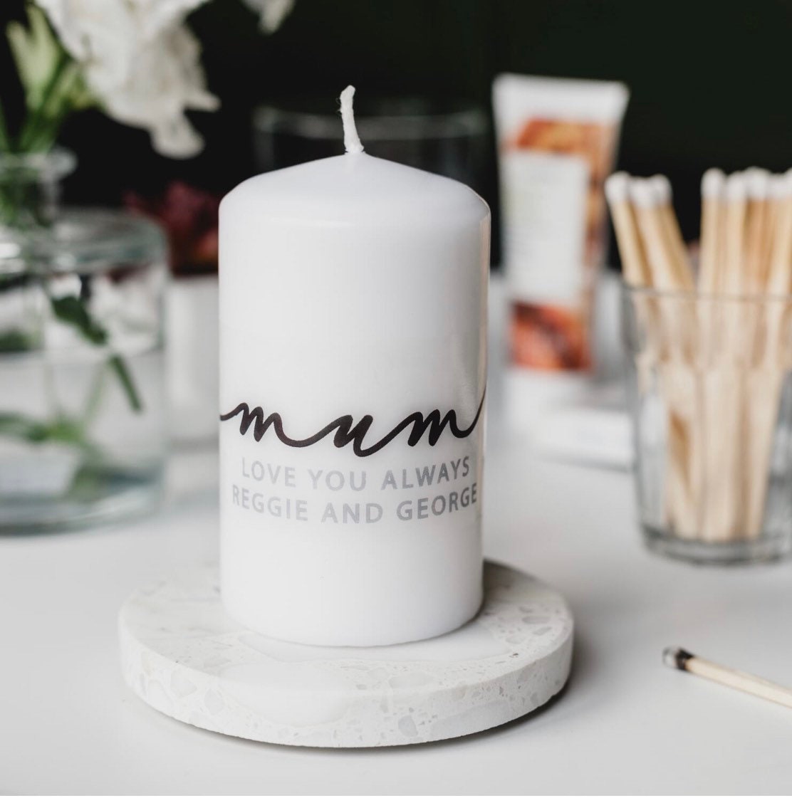 Personalised Mum Mother's Day Candle Mummy Mum Pillar Etsy UK
