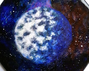 Pale Blue Dot Space Art: dipinto su vetro di Carl Sagan