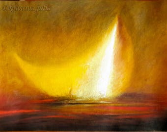 Yellow Orange Shine art Pastel art Glow art Shine Abstract Surrealism painting Walldecor Traditionalart Original Modernart contemporary art