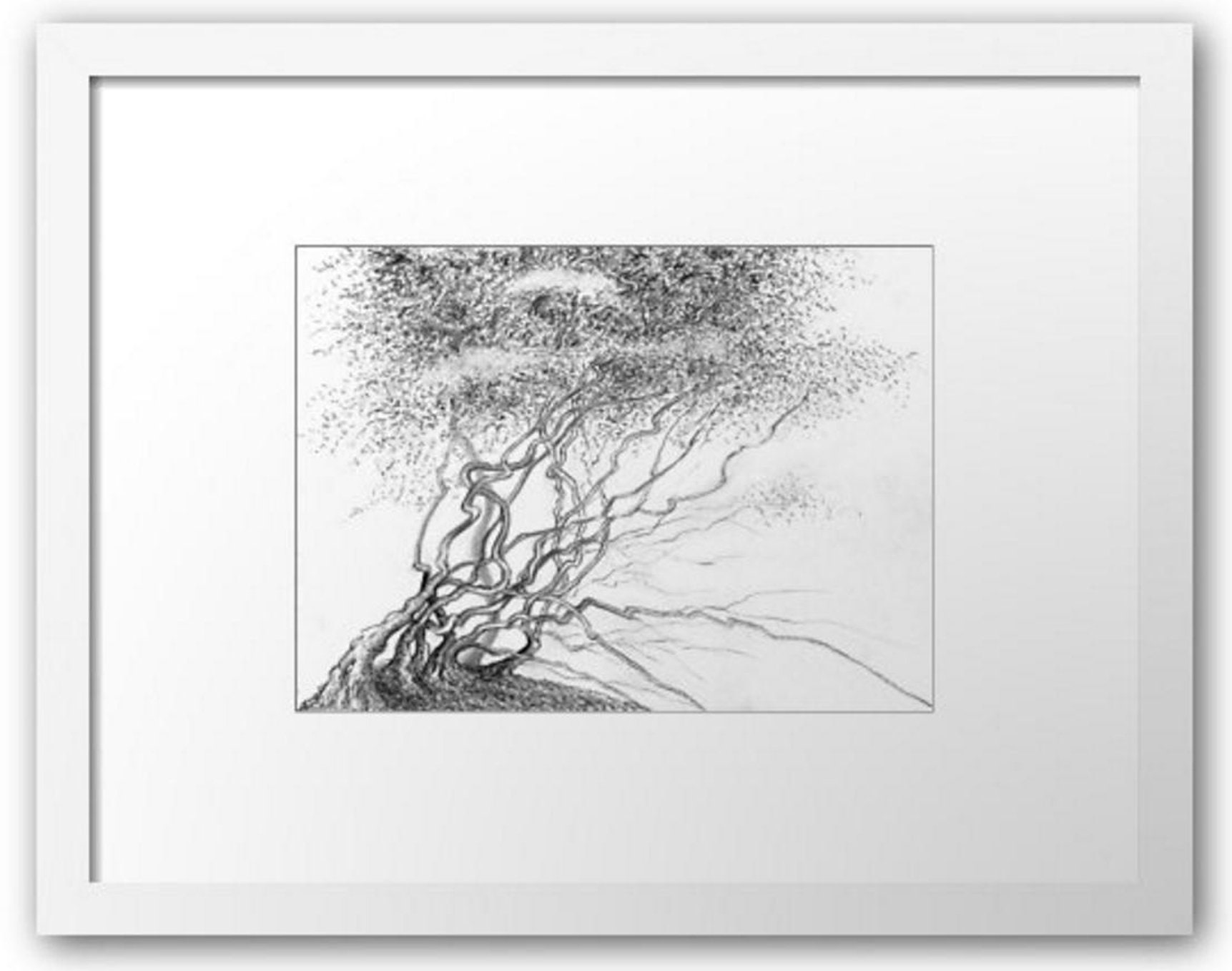 オリジナル鉛筆画：神秘的な木の森のイラスト、5.78x7.75インチ - Etsy