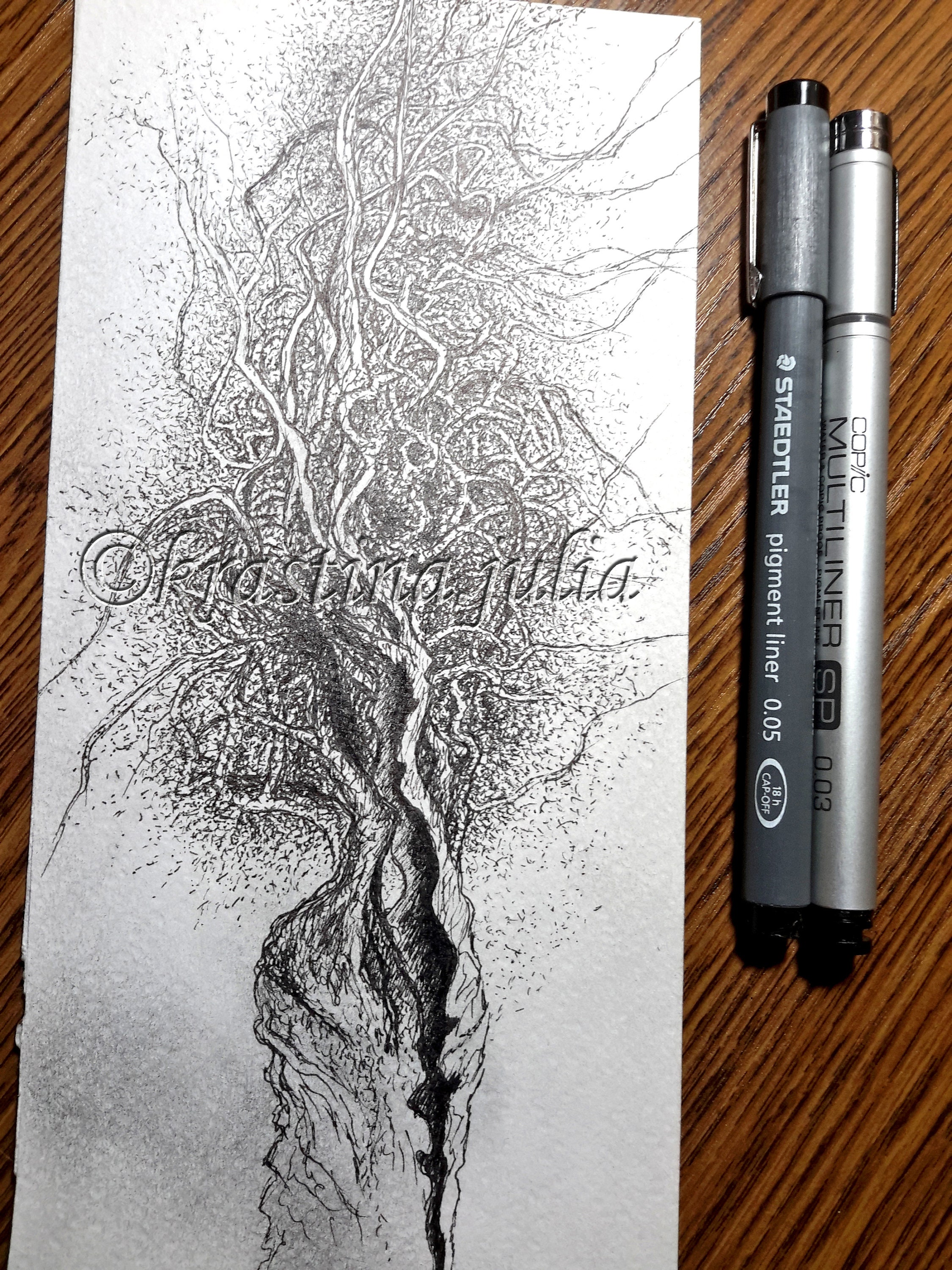 Tree Ink Drawing Print, Forest Landscape Art - Etsy