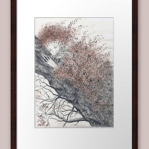 Impresiones de arte Dibujo a lápiz Ilustración Paisaje Árbol Pintado a mano Gráficos Decoración del hogar Decoración de pared Arte original Arte tradicional comprar arte para el hogar