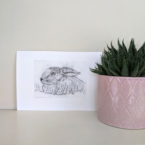Hare, Rabbit Art Print, Wall Art, Drypoint, Original, Limited Edition, Hand Made, Hand Printed, Drypoint Etching, Intaglio