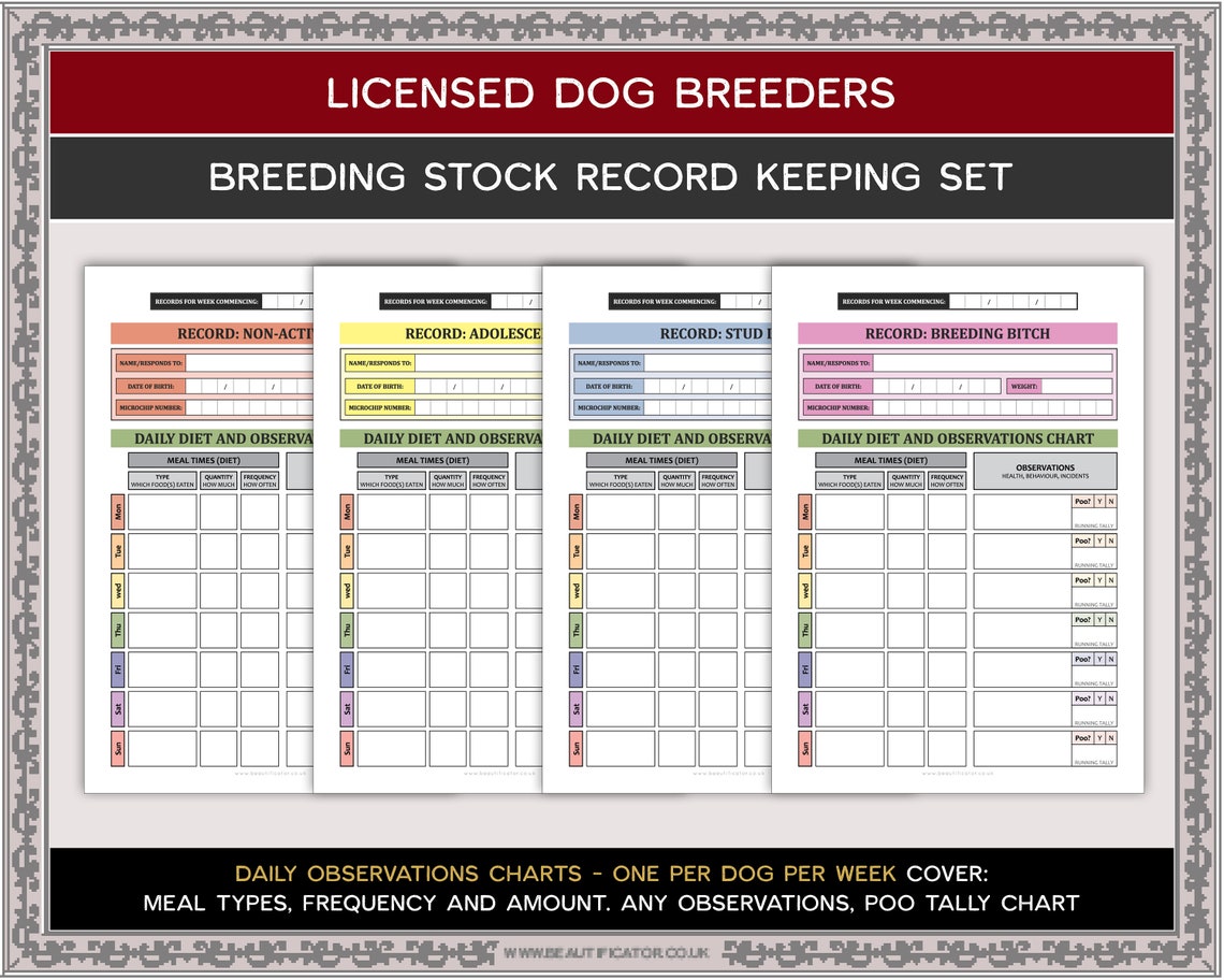 PRINTABLE Bundle Dog Breeder Record Keeping Form Templates Etsy