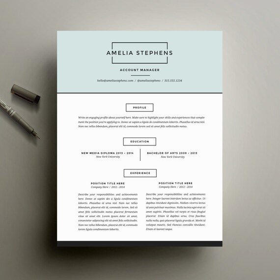 modern resume template and cover letter template for word diy printable resume 4 pack the amelia minimalist creative design modern resume template the amelia