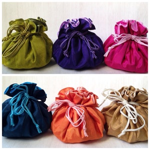 Jewelry Organiser // Travel // Storage// Silk -like Fabric Drawstring Pumpkin Pouch/Case