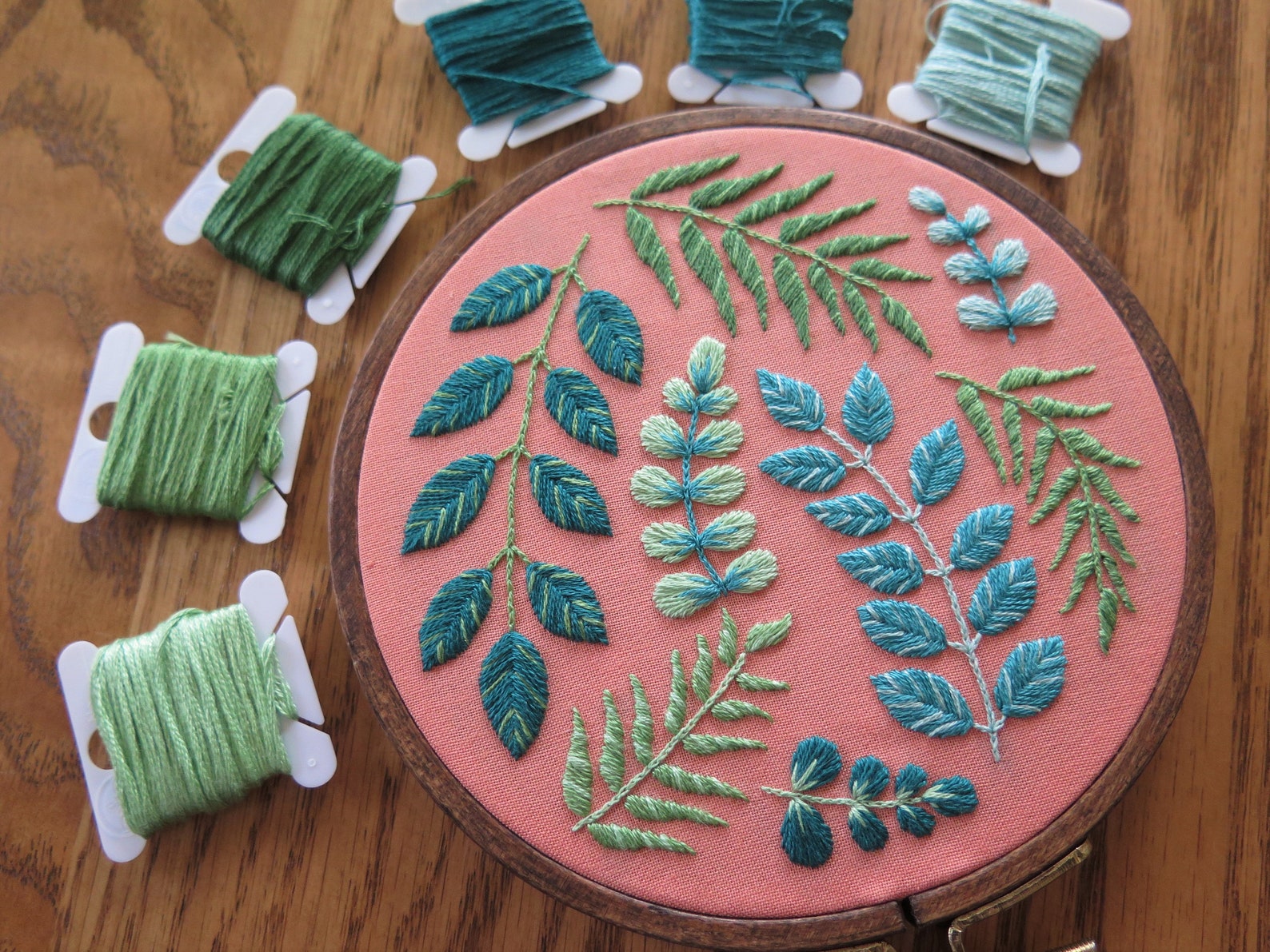 Botanical Embroidery Art Leaf Plant Art Handstitched Etsy