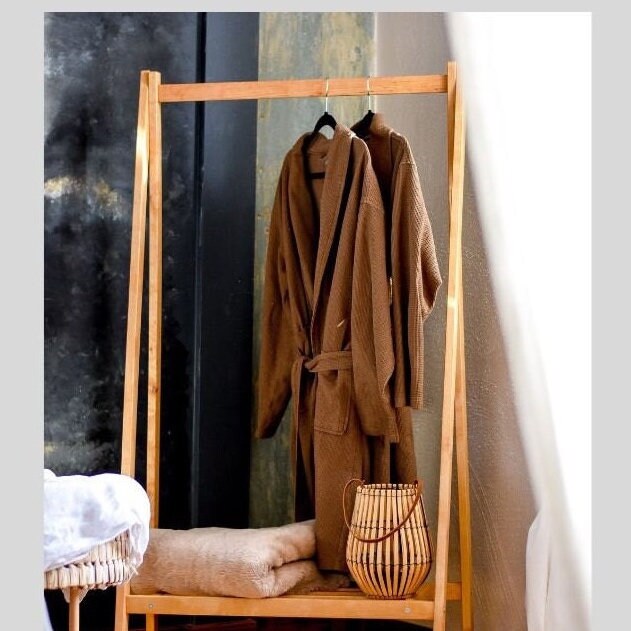 Rolling Bamboo Wooden Clothes Rail Coat Hat Hanger Garment Stand