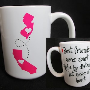 Friendship or Family State or Country Coffee Mug Cup for best friends. Country or state color and wording of your choice.  2 sizes avail