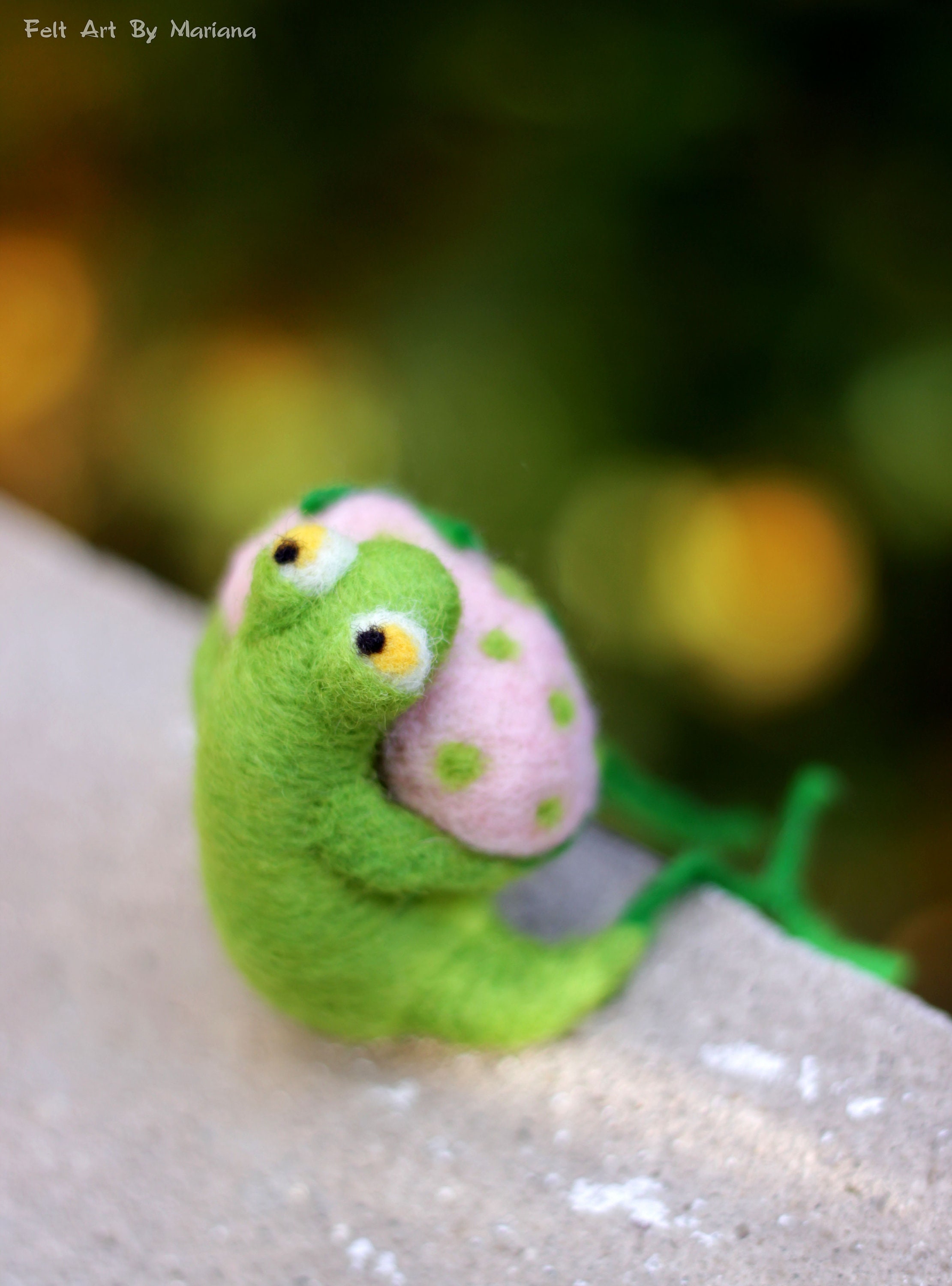 Needle Felted Frog Little Needle Felt Green Frog With A Pink | Etsy