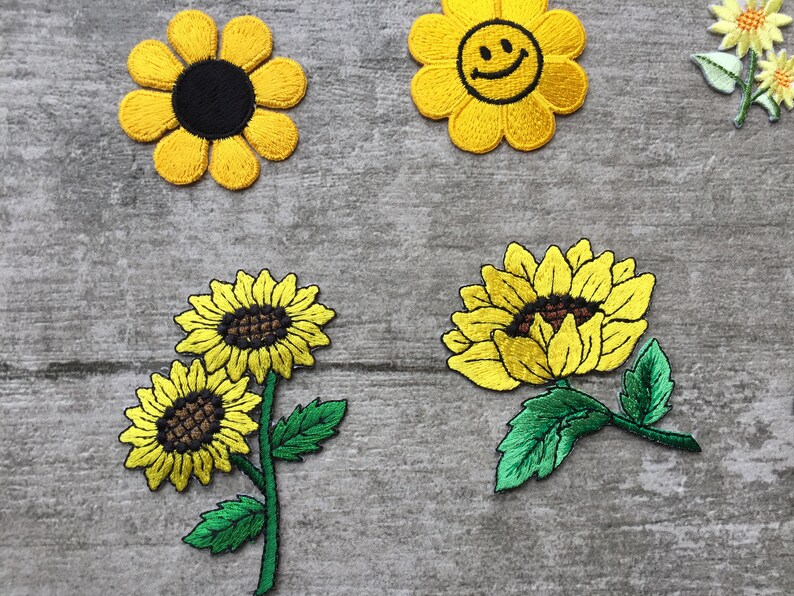 Embroidery Sunflower Iron On Appliques Etsy