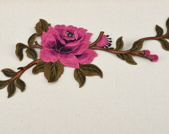 Pink Embroidered Flower Applique