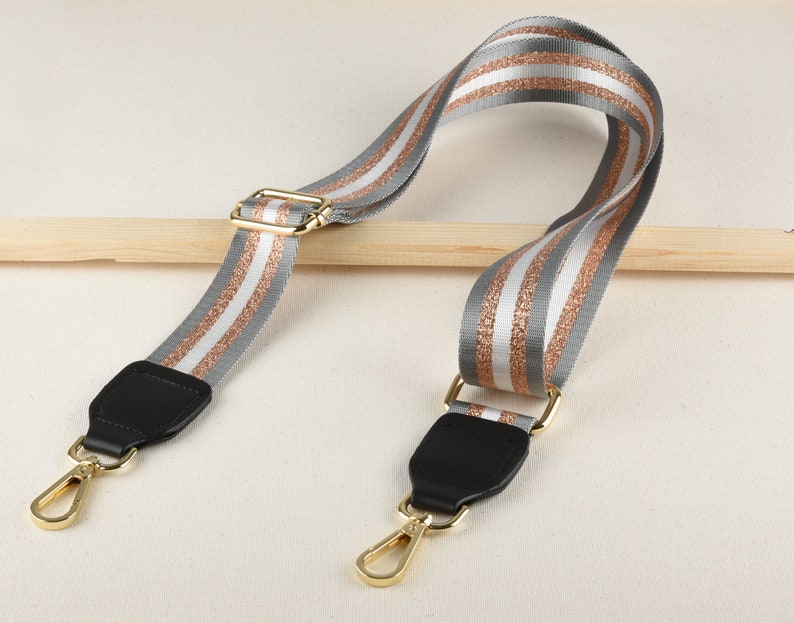 3.8cm wide Adjustable Shoulder Bag Strap Crossbody Strap Gray Copper and White Color