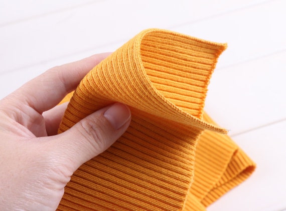 Thecookie Rib Knit Fabric Thick Cotton Thick Stretch Knit Sweater Arms  Cuffs Cuff Leg Rib Jersey Ribbed Trim Fabric for Down Coat - Orange red - A