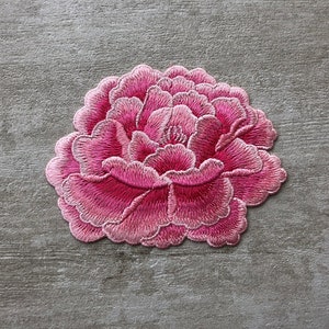 Pink Embroidery Peony Flower Applique