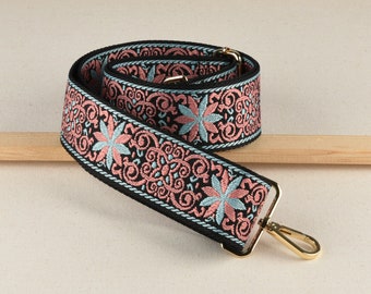 5cm wide Adjustable Crossbody Bag Strap - Blue Pink and Black