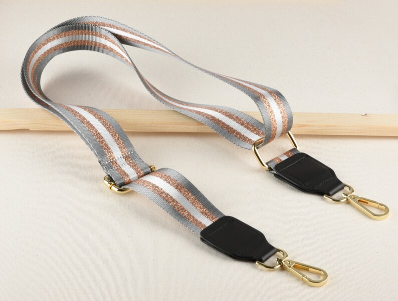 3.8cm wide Adjustable Shoulder Bag Strap Crossbody Strap Gray Copper and White Color