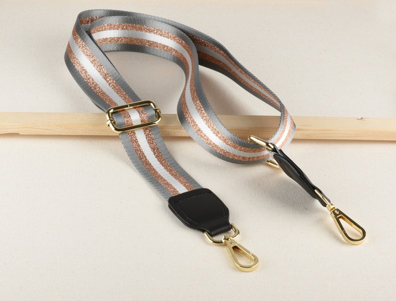 3.8cm wide Adjustable Shoulder Bag Strap Crossbody Strap Gray Copper and White Color