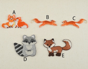 Fox Raccoon and Squirrel Embroidery Appliques Iron On