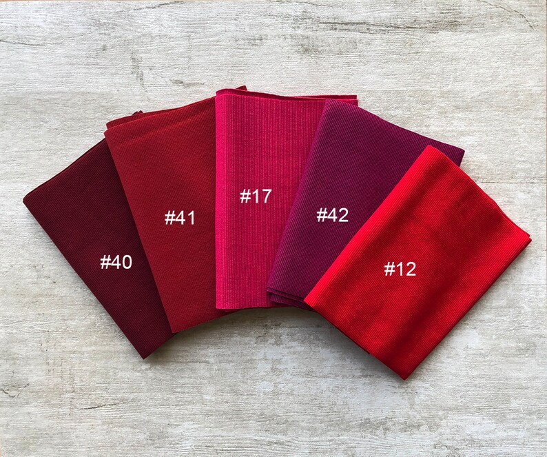 Red Elastic Rib Knit Cuffs Waistband Collar Fabric Trim SH3193 Etsy