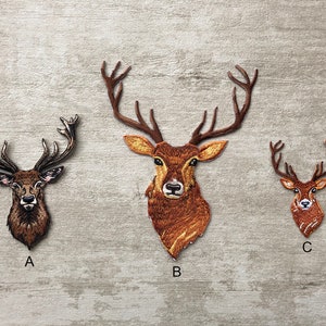 Embroidered Deer Head Patch Buck Applique Iron On