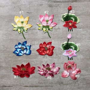 Embroidery Lotus Flower Appliques Sew On Patches