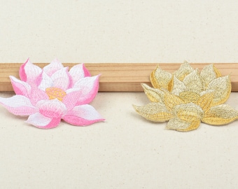 Embroidered Flower Applique Iron On Patch Lotus