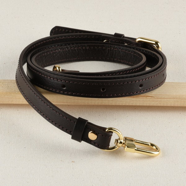 Dark Chocolate Brown Adjustable Faux Leather Bag Strap Crossbody Strap for Handbag 1.5cm width