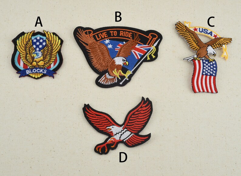 Embroidery Eagle Iron On Appliques Hawk Patch image 1