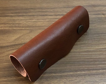 Brown Leather Handle Wrap for Luggage Purse Backpack Strap Holder Pad