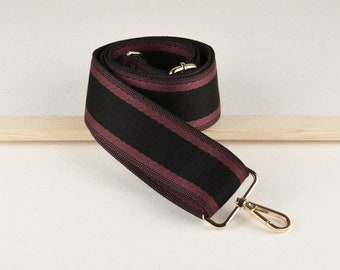Black and Burgundy Adjustable Crossbody Bag Strap