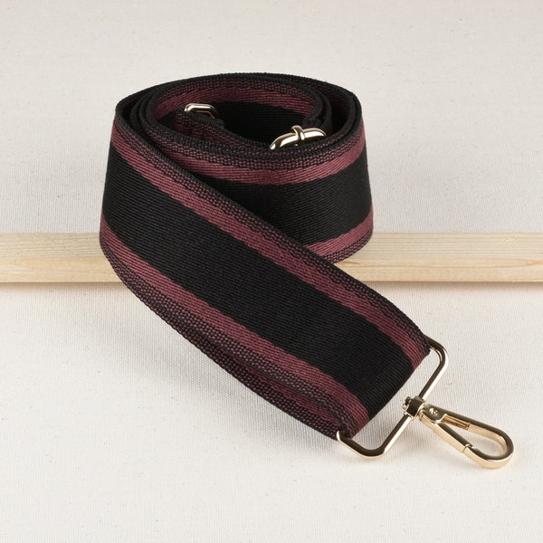 Black and Burgundy Adjustable Crossbody Bag Strap