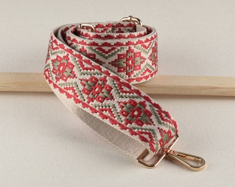 Red Canvas Bag Strap Adjustable Crossover Purse Strap