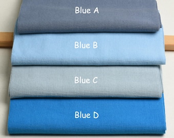 Elastic Rib Knit Cuffs Waistband Collar Fabric Trim Blue