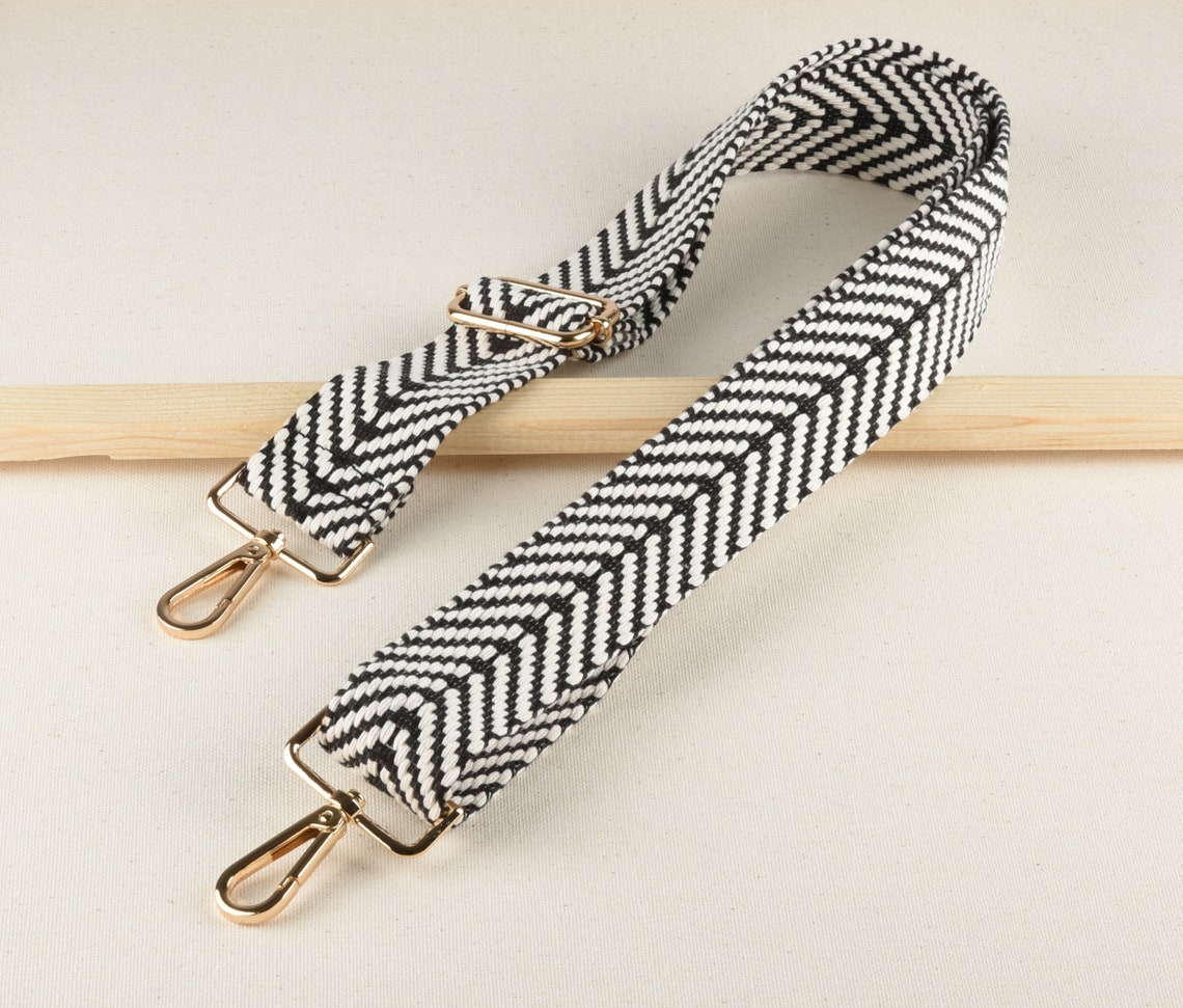 Black and White Woven Bag Strap Adjustable Crossbody Strap Etsy