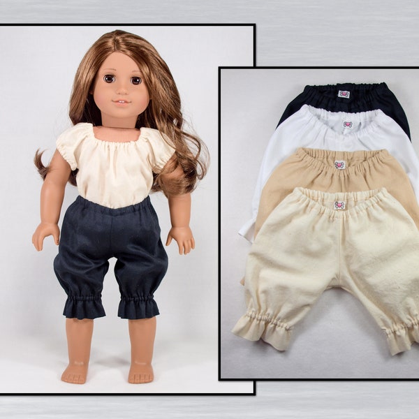 Bloomers for 18" Dolls. Made for you in your choice of color. Gathered pantaloons for 18 inch girl dolls.