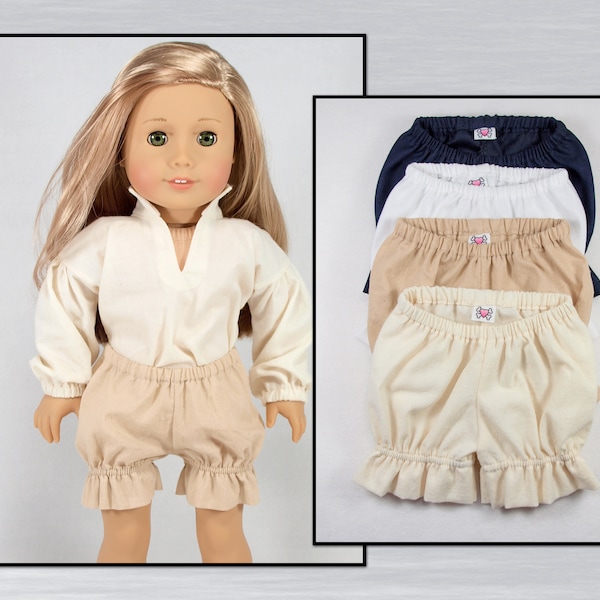 Shorty Bloomers for 18" Dolls. Made for you in your choice of color. Short pajama pants for 18 inch girl dolls.