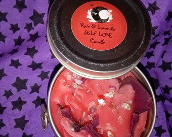 Self Love Candle (rose and lavender) 8 oz, 6 oz
