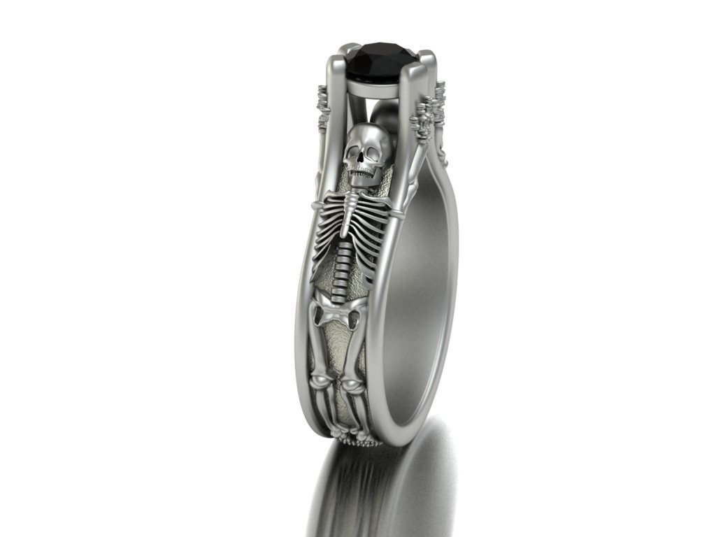 The Skeleton Ring 14k White Gold Etsy