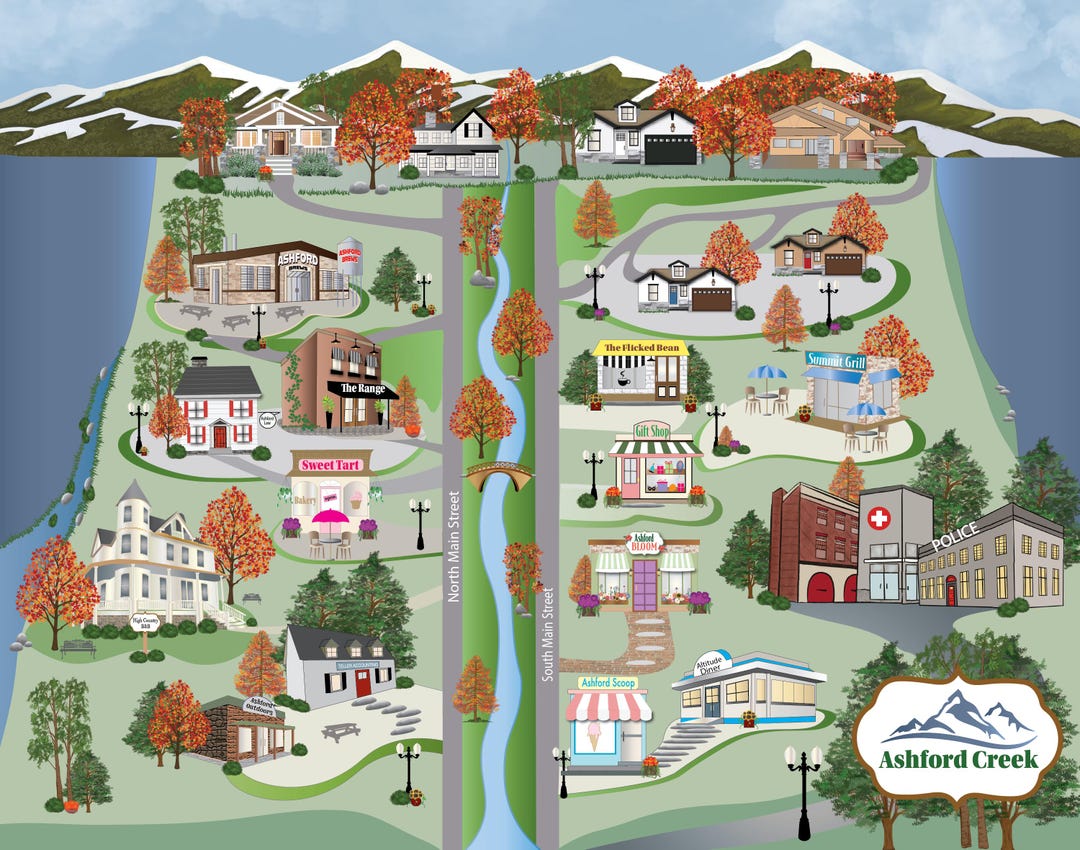 Illustrated Town Map - Etsy