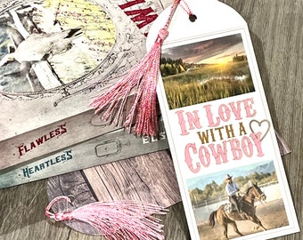 Marcapáginas de romance vaquero con borla de seda