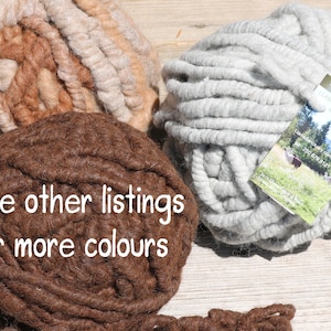 May include: Three balls of llama wool yarn in brown, beige, and gray. The yarn is thick and chunky, perfect for knitting or crocheting. The yarn is made from the soft, luxurious fleece of llamas. The yarn is available in a variety of colors. See other listings for more colors. THE LLAMA SANCTUARY LLAMA SAFARI & GUIDED TOURS 250 679 8121