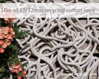 1/2inch Recycled Boho Cotton Rope Yarn (sold per meter) - natural soft twisted rope for all crafts