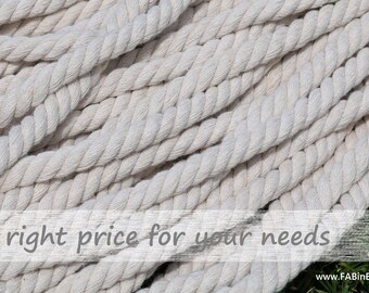 1/2 inch Recycled Cotton Rope Yarn – Soft Twisted Boho Craft Rope 0.69/metre - Hand made Wall Decor