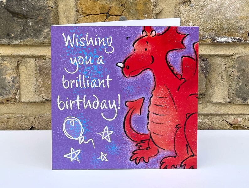 Dragon Birthday Card. A Cute Friendly Drawn Greetings Card. Etsy
